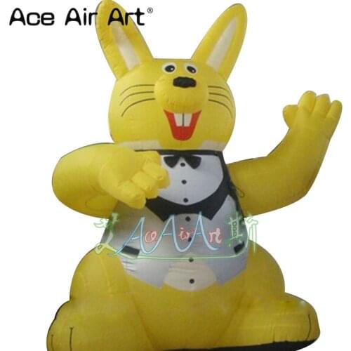 Easter decoration outdoor giant say hello inflatable yellow bunny for Easter Events