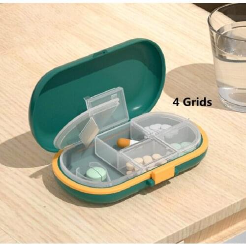 Portable Pill Box 4 Grids Mini Medicine Storage Box Organizer Dust-proof Travel Pill Case Container