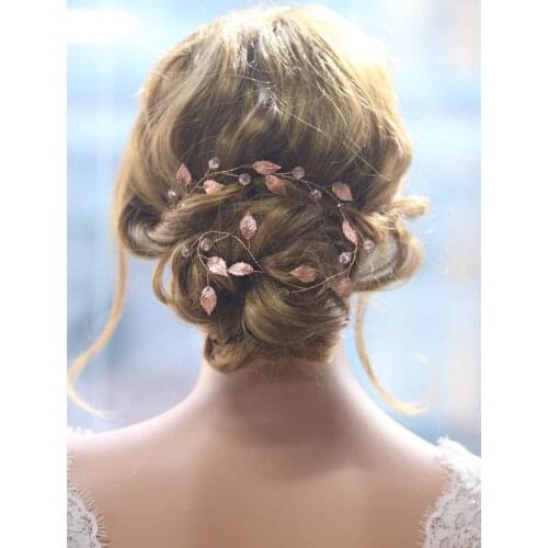 Bridal Headband Rose gold Headband Fashion Headwear Leaves Handmade Headdress for Bride to be Tiara Wedding Bridal Hair band