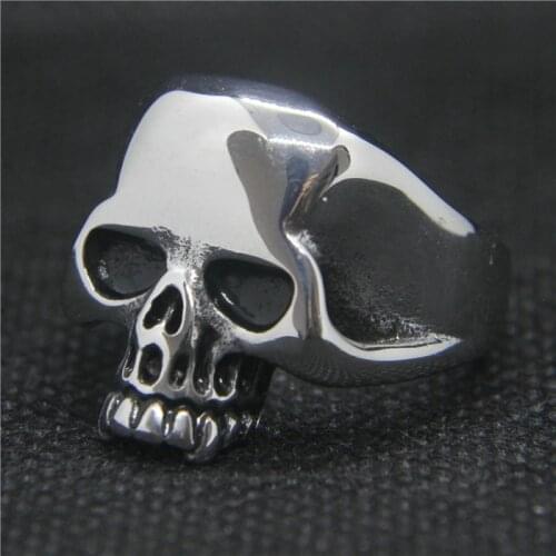 Drop Ship 7-13 Cool Fashion Small Skull Ring 316L Stainless Steel Small Ladies Biker Skull Rider Ring