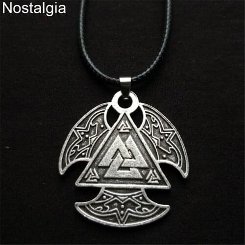 Nostalgia One Piece Vikings Valknut Triple Viking Axe Unique Jewelry Wakanda Vintage Gothic Necklace