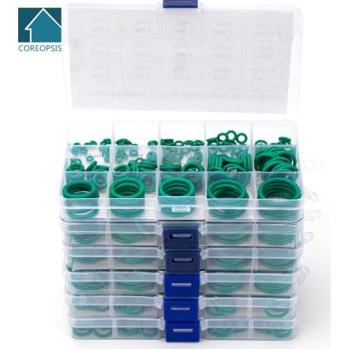 Fluorine Rubber FKM Sealing O-rings Green Gasket Replacements Kits CS 1mm 1.5mm 1.9mm 2.4mm 3.1mm OD 6mm-35mm 150-225PCS S15