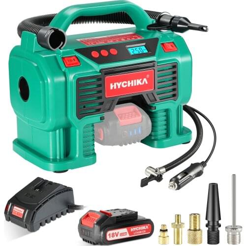 Air Compressor Tire Inflator HYCHIKA 160PSI Portable Inflator 2.0Ah Battery Fast Charger for Tires Balls and Other Inflatables