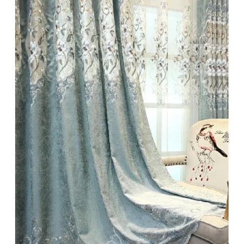 High-grade Chenille Hollow Embroidered Chinese Curtains Flower Full of Fragrant Living Room Bedroom Curtains Tulle Custom