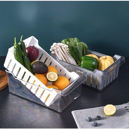 Fridge Drain Storage Box Refrigerator Fruit Vegetable Fliter Storage Containers Kitchen Organizer Drawer Space Saver Holder Bins