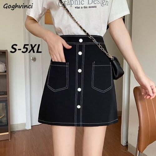 Skirts Women Plus Size Loose College A-line High Waist Korean Style Streetwear Elegant Solid Simple All-match Harajuku Vintage