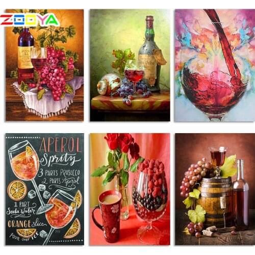 ZOOYA 5D DIY Diamond Embroidery Fruit Grapes &Wine Cup Table Diamond Painting Cross Stitch Round Drill Mosaic Decoration CJ1047
