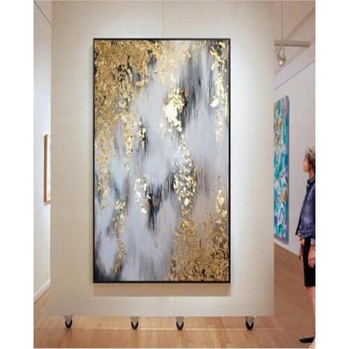 100% Hand Painted Abstract Gold Art Wall Picture Oil Paintings On Canvas Modern Wedding Decor Wall Landscape For Living Room