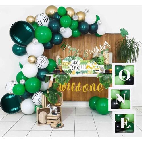 106 Pcs Jungle Animal Balloon Set Birthday Party Decorations Kids Tiger Zoo Animal Theme Foil Balloons Jungle Party Supply Decor