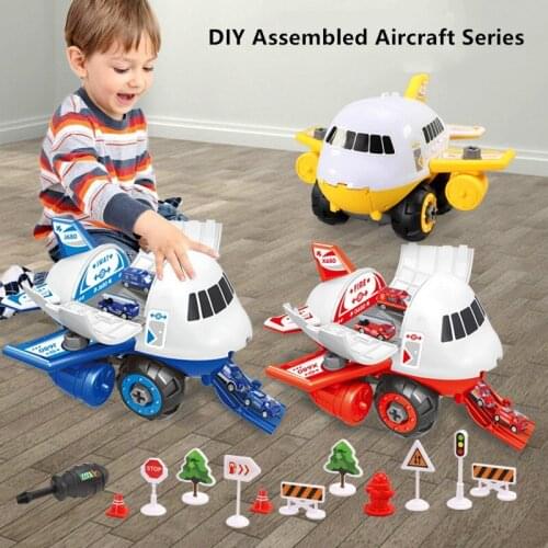 17pcs/set Childrens toy aircraft boy baby oversized metal track inertia toy car plane passenger model large storage space