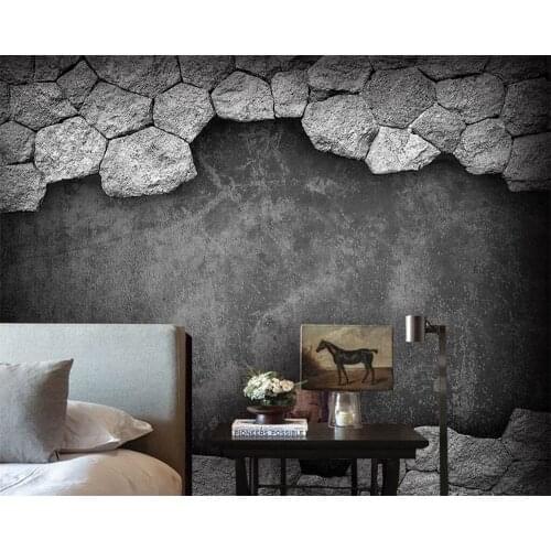 Beibehang Custom wallpaper mural hole culture stone background mural TV background wall living room bedroom mural 3d wallpaper
