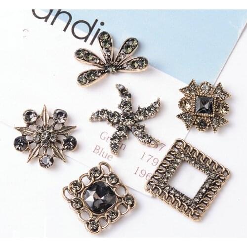 5pcs/lot Alloy Creative Rhinestone Gold Pearls Pendant Button Ornaments Jewelry Earrings Choker Hair bag DIY Jewelry Accessories