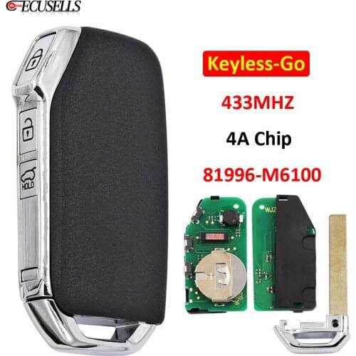Keyless Go 3 Button Intelligent Smart Key Remote Car Key 433Mhz with 4A Chip for Kia K5 Forte Sportage Cerato P/N: 81996-M6100