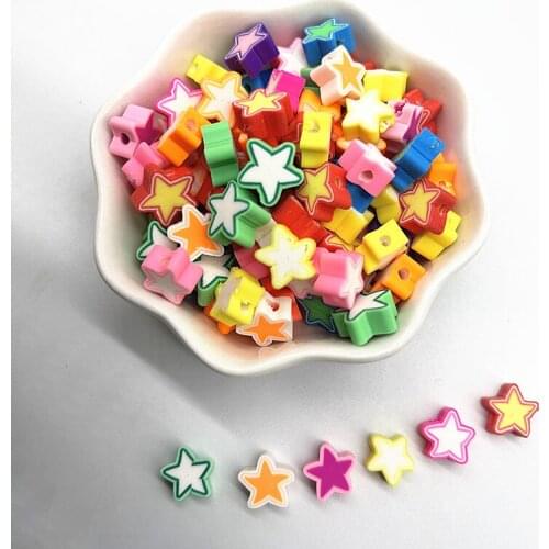New 30pcs 10mm Five-pointed Star Beads Polymer Clay Spacer Loose Beads for Jewelry Making DIY Bracelet Accessories #12