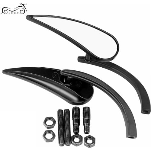Black Universal Motorcycle Teardrop Side Rearview Mirrors For Harley Dyna Sportster Electra Glide Fatboy Heritage Softai