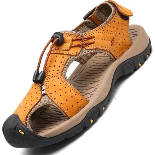 Cuero luxury walking outdoor sandal man italian footwear in para de for 39 sandales sandalias sandalia slippers rubber shoe big