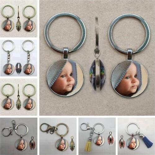 DIY double-sided custom keychain baby parent-child, baby surname family couple photo keychain gift, wedding gift