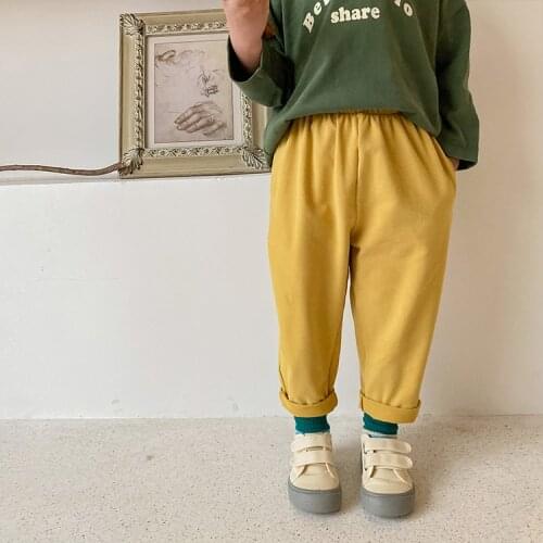 Cotton casual soft sweatpants for boys and girls 1-7 years kids 4 colors lable all-match casual trousers