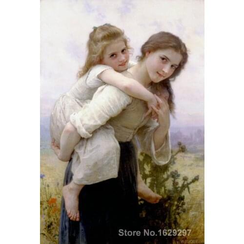 Canvas Paintings for living room Pleasant Burden William Adolphe Bouguereau High quality Hand painted