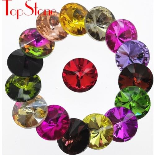 TopStone Rivoli Round Glass Crystal Fancy Stone Pointed Back Rhinestones Multi Colors Sizes 6mm 8mm 10mm 12mm 14mm 16mm 18mm