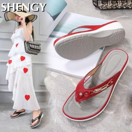 Summer Women Slippers Crystal Comfortable Flip-Flops Wedges Slipper Ladies Casual InHome Outdoor Sandals Beach Shoes For Females