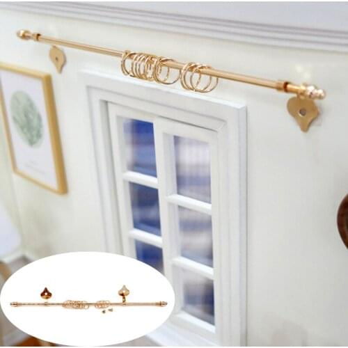 1/12 Scale Dollhouse Miniature Alloy Curtain Rod OB11 BJD Doll House Pretend Play Furniture Decoration Accessories Toy
