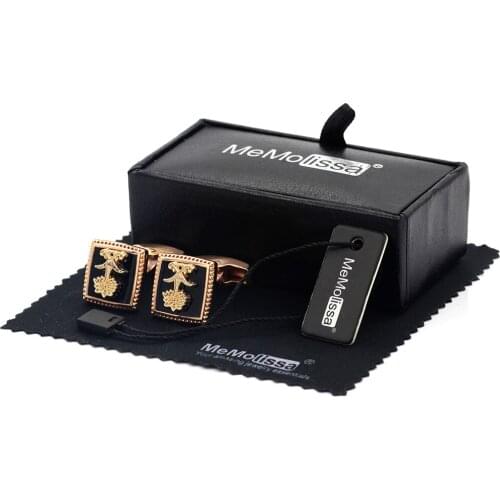 MeMolissa Display Box Cufflinks Vintage Cufflinks Flower Pattern Rose Gold Cufflink Exquisite Jewelry Free Tag & Wipe Cloth