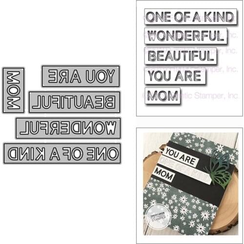 2021 New Reverse Cut Mom Words Metal Cutting Dies for DIY Scrapbooking Decor and Card Making Paper Craft Embossing No Stamps