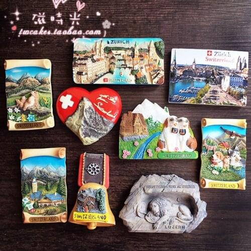 Foreign trade Switzerland snow mountain lucerne tourist souvenir scenery refrigerator stickers