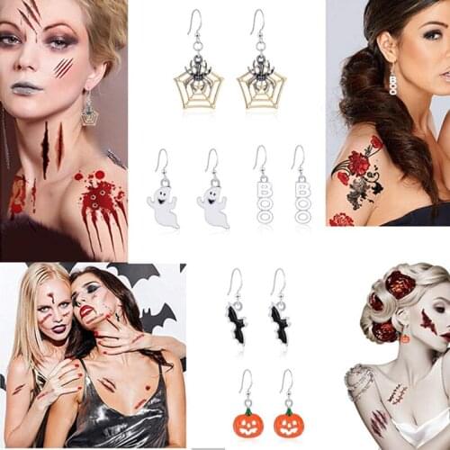 Fashion Halloween Series Jewelry Punk Horror Funny Personality Skull Spider Pumpkin Alloy Drip Earrings Gift For Women Girl
