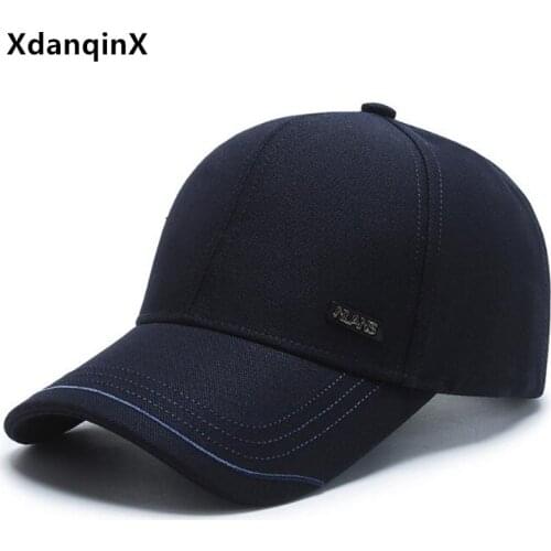 XdanqinX Mens Cap Snapback Cap Cotton Baseball Caps Adjustable Size Simple Casual Sports Cap New Male Bone Travel Fishing Cap
