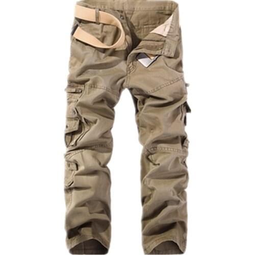 2020 Men Cargo Pants Men Casual Multi-Pocket Cotton Overall Trousers Easy Wash Autumn Army Green Joggers Pants Male Dropshipping