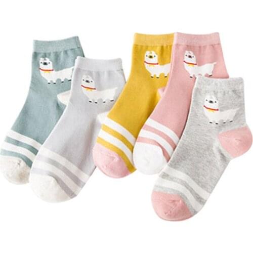 2021 New Women Socks Funny Cute Alpaca Pattern Janpanese College Style Fashion Female Sock Meias Cotton Short Socks(5pairs/lot)