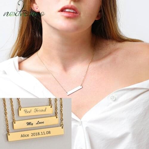 Nextvance Personalized Customized Necklaces Bar Necklace Engrave Name Letter Necklace Minimalist Jewelry Gift For Best Friend