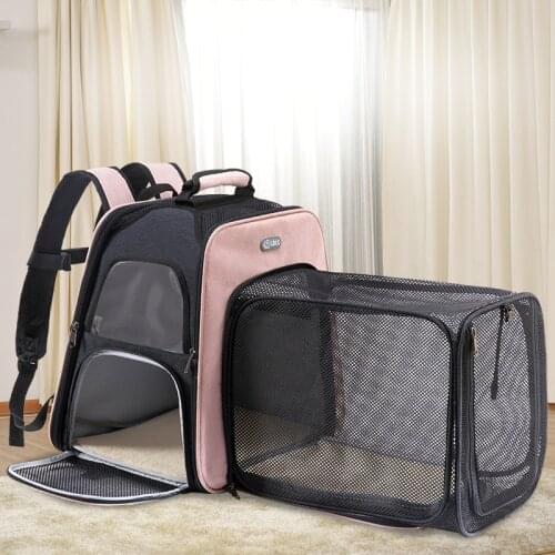 Expandable Pet Carrier Backpack Oxford Bag House for Dogs Cats Puppies Mesh for Travel Hiking Walking Outdoor Use Easy Storage
