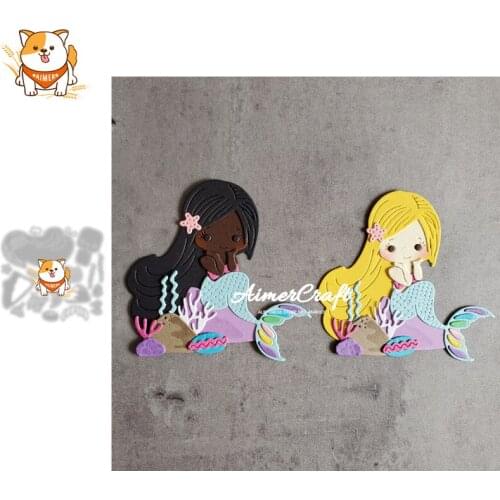 Mermaid Girl Metal Cutting Dies Mold Knife Scrapbooking Stencil DIY Embossing Craft Die Cuts Card Making New Dies For 2021