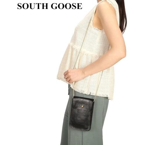 SOUTH GOOSE Genuine Leather Mini Women Shoulder Bags Female Simple Phone Flap Messenger Bag Candy Handbag and Purse For Ladies