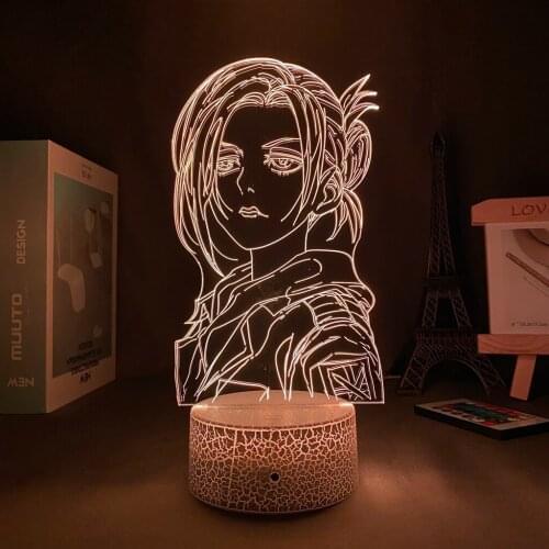Led Panel Lights Anime Figure Attack on Titan Annie Leonhart Lamp for Home Decor Birthday Gift Manga Attack on Titan