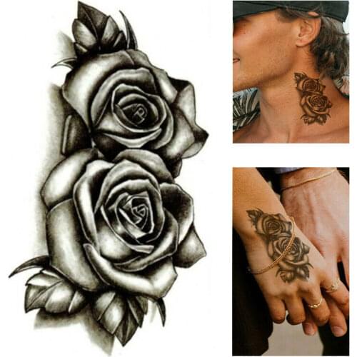 1pcs Body Art Temporary Tattoo Black Waterproof Rose Fake Tattoo Stickers Women Girls Arms Legs Waist Water Transfer Tatoo