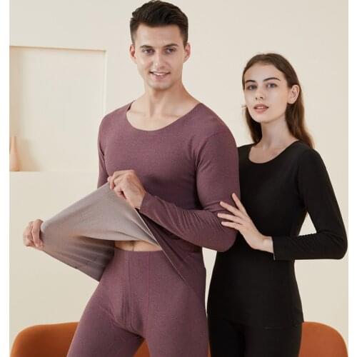 Thermal Underwear Men Winter Women Long Pant Sets Fleece Keep Warm Sleepwear Couples Velvet Home Wear Pajamas Suit M-4XL