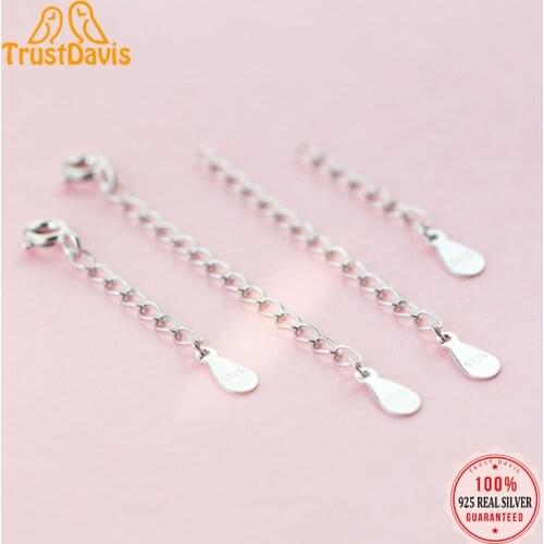 TrustDavis Authentic S925 Sterling Silver Simple Bracelet Anklet Necklace Extender Chain 925 Silver Jewelry W001