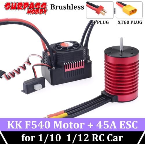 Surpass Hobby Waterproof KK F540 3000KV 3300KV 3930KV 4370KV Brushless Motor 45A Brushless ESC 3s for 1/10 RC Wltoys Traxxas HPI