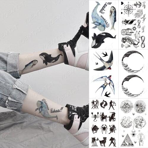 Waterproof Temporary Tattoo Shark Fish Cartoon Kids Flash Tatoo Sticker Compass Animal Body Art Hand Fake Tatto Women Men