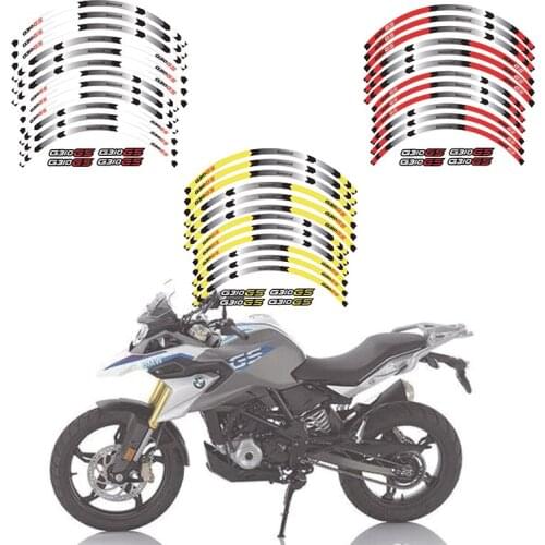High quality Motorcycle 1set front&rear edge rim wheel decals stripes Reflective waterproof stickers For BMW G310GS