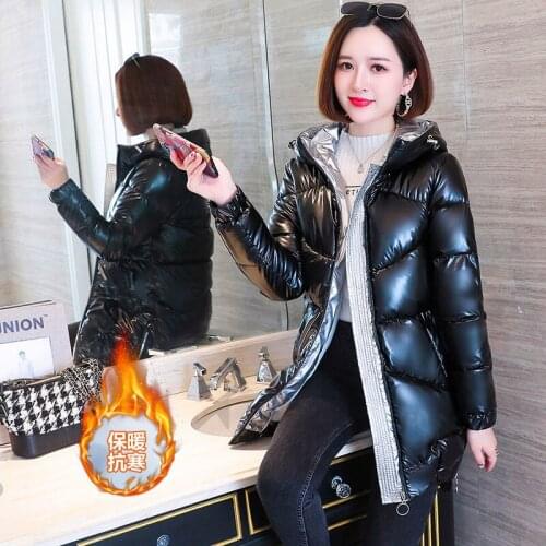 Women No Wash Bright Cotton-Padded Jacket 2021 Female Korean Mid-Length Coat Winter Loose Colorful Hooded Down Cotton JacketA118