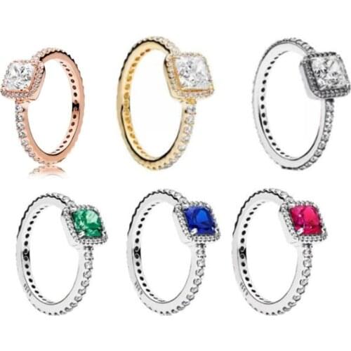 925 Sterling Silver Four Claw Timeless Elegance With Crystal Pandora Rings For Women Wedding Gift Fine Jewelry