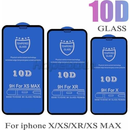 10pcs/lot 10D Tempered Glass For iPhone 12 11 Pro Max XS XR X 8 7 6 6S Plus Full Coverage Cover Curved Screen Protector On SE2