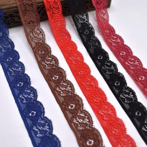 10Yards/lot Elastic Lace Trim for Sewing Clothing Decorations 24mm Stretch Lace Fabric Ribbon Embroidery DIY Wedding Accessories