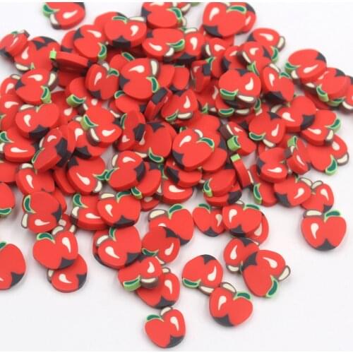 100g/lot Apple Slices Polymer Clay Fruits Hot Soft Clay Sprinkles for Arts and Mobile Decoration DIY Crafts Filler Accessories