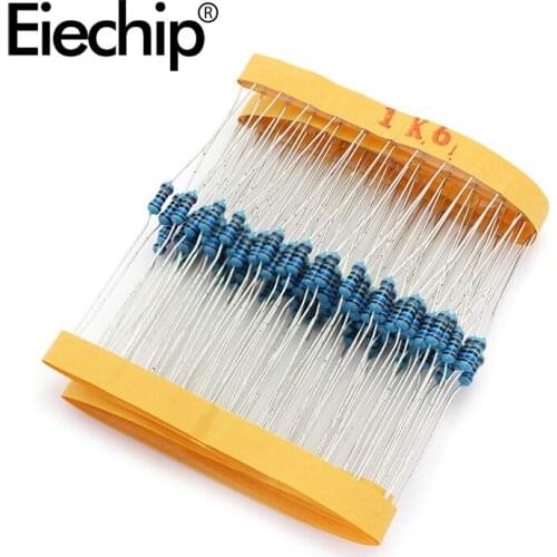 100pcs/lot 1/4W 1% Metal film resistor 0.25W resistance 1.6K ohm Throught Hole